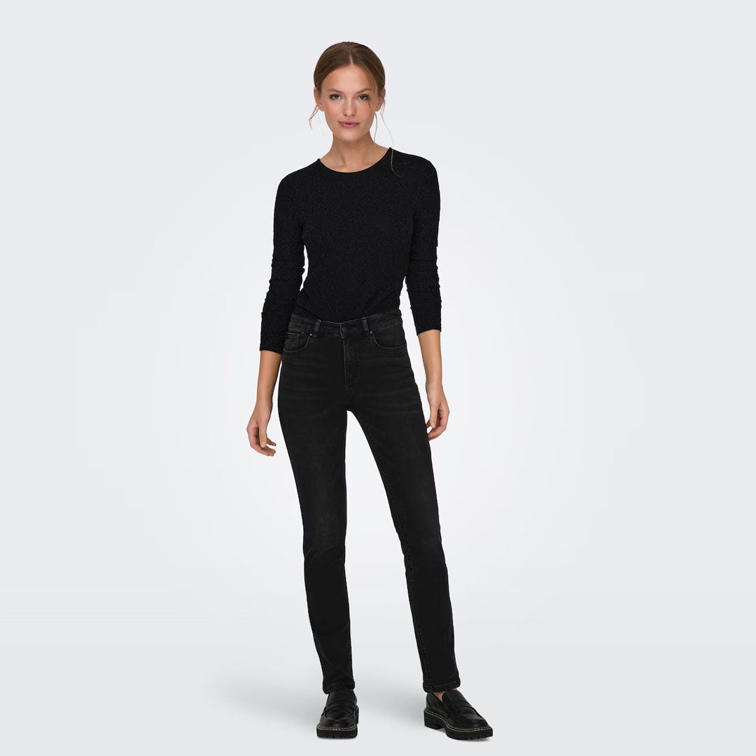 Stretchable faded black jeans for women