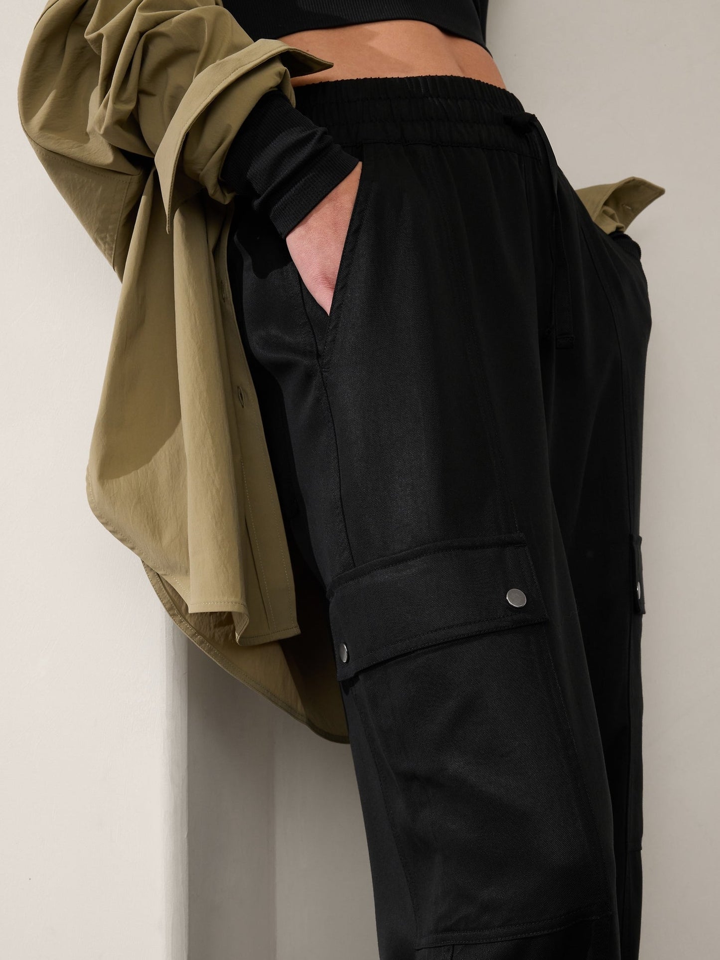 Black Cargo Trouser For Womens